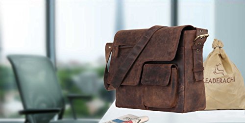 Leather Vintage Rustic Crossbody Messenger Courier Satchel Bag Gift Men Women ~ Handmade Rugged & Distressed ~ Everyday Office College School Bag For Men And Women #TOP6