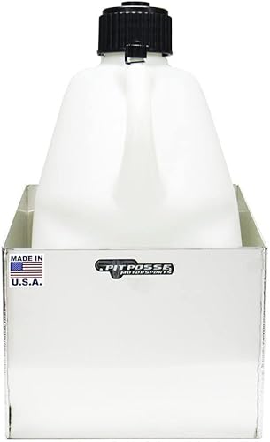 Pit Posse 429 Soporte de pared para jarra de combustible de utilidad individual, colgador de pared de aluminio cerrado para carreras, tienda de