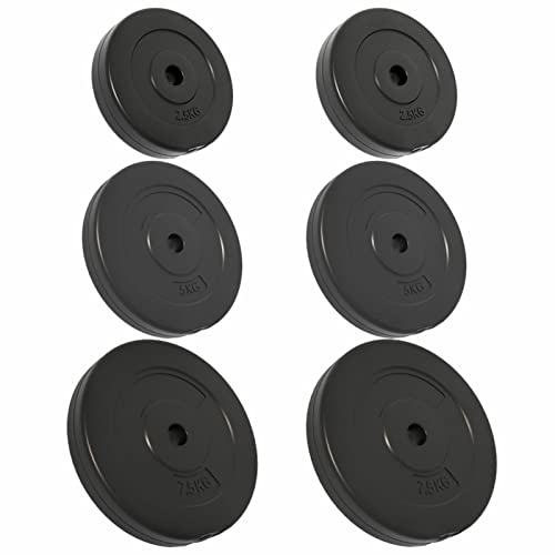 Tidyard Gewichtsschijven, gewichtsplaten, 2 x 2,5 kg + 2 x 5 kg + 2 x 7,5 kg, van gietijzer, 30 kg, reservegewicht voor fitnessstudio, gewichtsschijven 30 kg, halterschijven