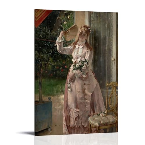 Œuvre d'art Alfred Steven Été 1877 peinture à l'huile sur toile haut de gamme avec cadre 50x75cm