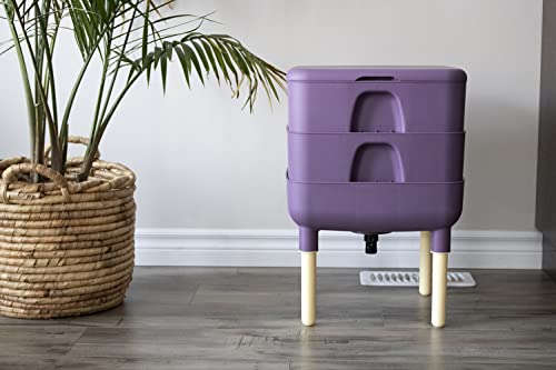 Image of FCMP Outdoor - The Essential Living Composter, 2-Tray Worm Vermicomposter Bin (HF-LC4000v2-PUR) Plum