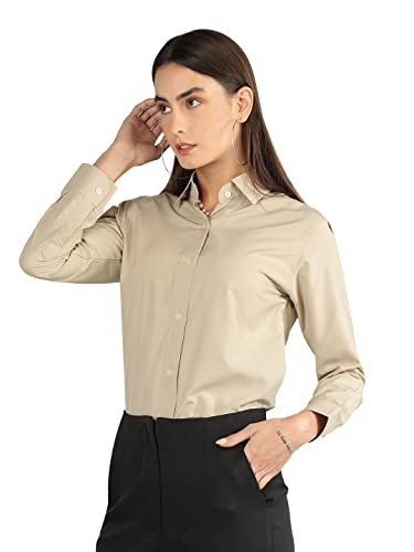 Image of CHKOKKO Women Solid Polycotton Regular Formal Shirt