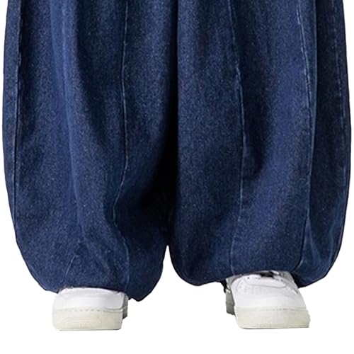 Wide Leg Hip Hop Jeans for Men Baggy Casual Streetwear Skateboard Pants Elastic Waist Loose Long Trousers2