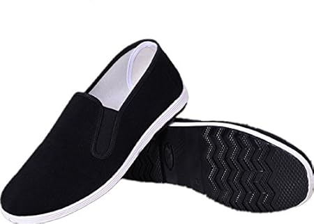 AioTio Chinesische traditionelle Peking-Stil Schuhe Kung Fu Tai Chi Schuhe Gummisohle Unisex Schwarz