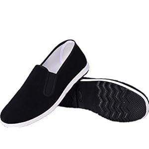 AioTio Chinesische traditionelle Peking-Stil Schuhe Kung Fu Tai Chi Schuhe Gummisohle Unisex Schwarz