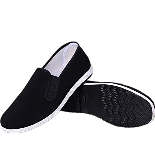 AioTio Zapatilla Kung Fu Tai Chi Zapatos Kung Fu Cómodo Zapatillas Tela Hombre Zapatos Suela de Caucho Unisexo Negro(260mm 42EU)
