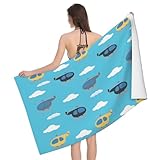 【 Serviette Microfibre 】 Serviette de bain vol en hélicoptère imprimé fabriquée de microfibre, confortable et respirant, avec une bonne absorbante et séchage rapide, non décoloration, doux et durable. Plus légère et plus absorbante que la serviette en coton traditionnelle. anti sable, il secoue facilement le sable et sèche rapide.