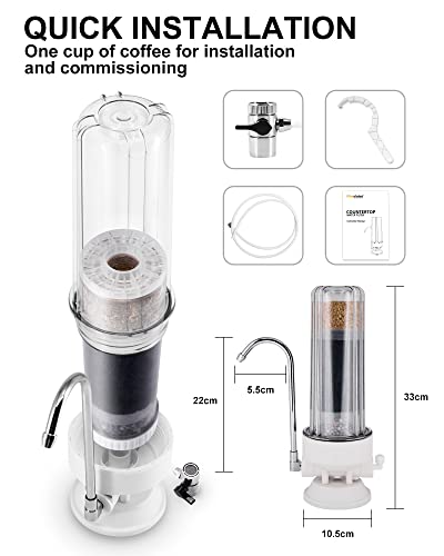 Countertop Water Filter Alkaline Water Filter Enhance Taste Remove Metal Ions Water Filter System With Fast Installation Of The Rotor Zt-1A For Kitchen And Dining Room And Other Sinks #TOP5