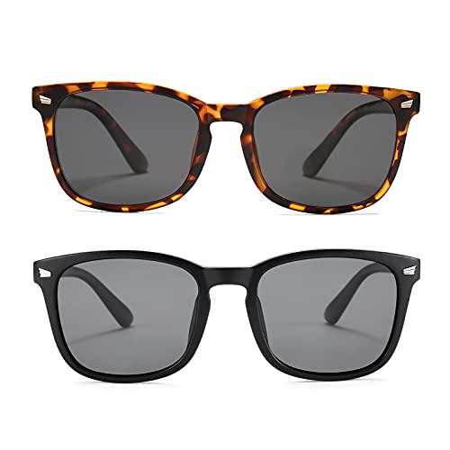 Flexible Polarized Sunglasses For Kids Uv Protection Toddler Shades For Girls Boys Age 2-12 - 2Pack Leopard/Gray + Black/Gray #TOP2