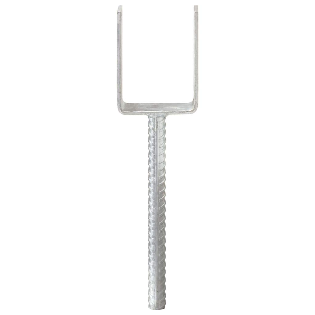 Postes de acero galvanizado 7 × 6 × 30 cm, 6 unidades plateadas, en forma de Y, con agujeros preperforados para postes de vallas, jardín, cenador, protección contra tormentas y fijación al aire