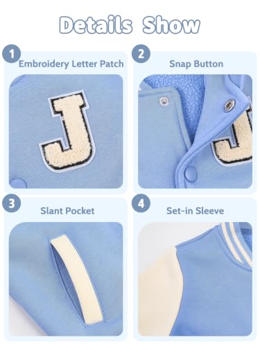 Image of Volunboy Boys Varsity Letterman Jacket Baseball Bomber Coat