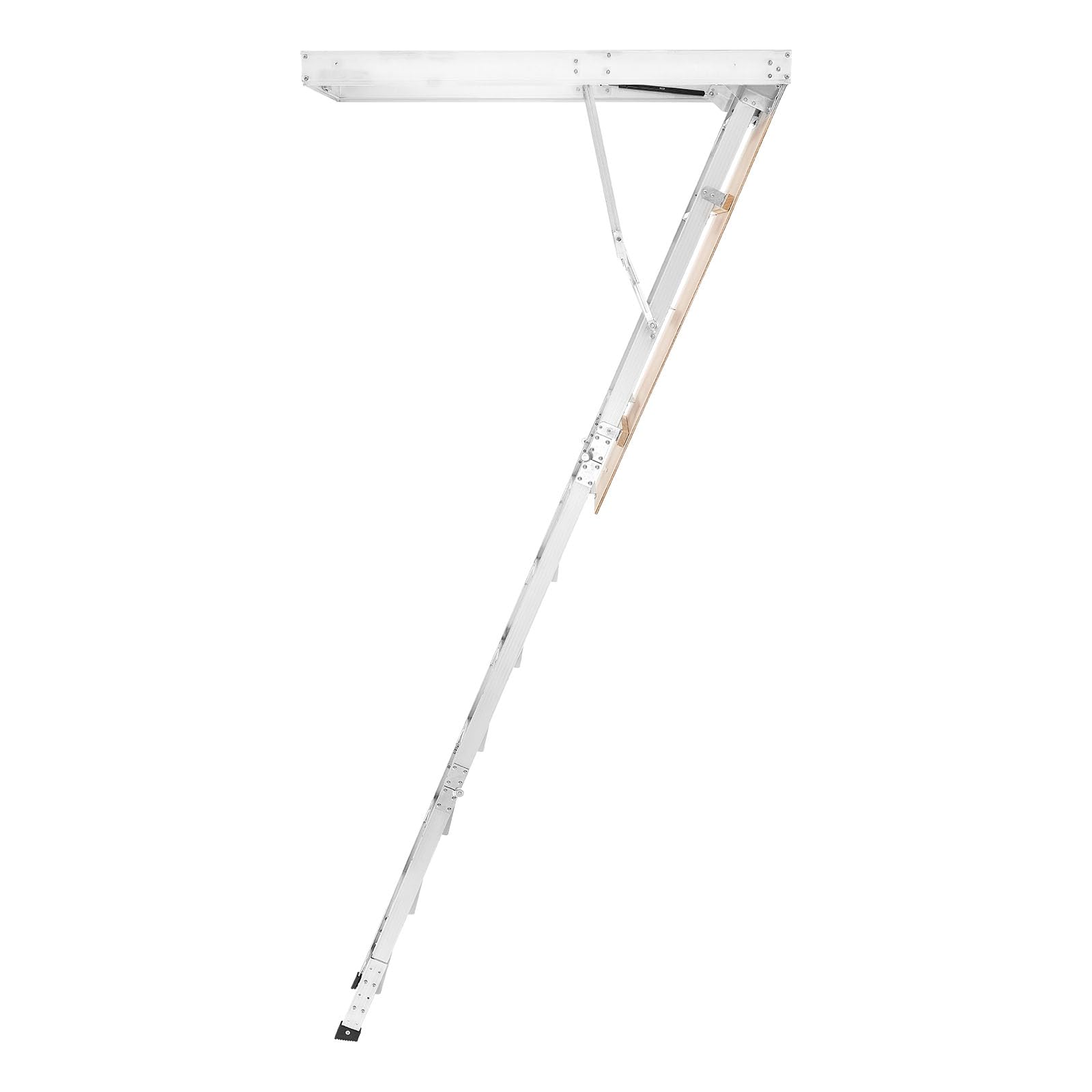 VEVOR Escalera Escamoteable de Aluminio para Techo, Escaleras de Ático Plegable con Trampilla, Cuerda de Tracción, Soporte Hidráulico, Altura Ajustable 2,34–3,15 m, Capacidad 170 kg, Ahorra Espacio