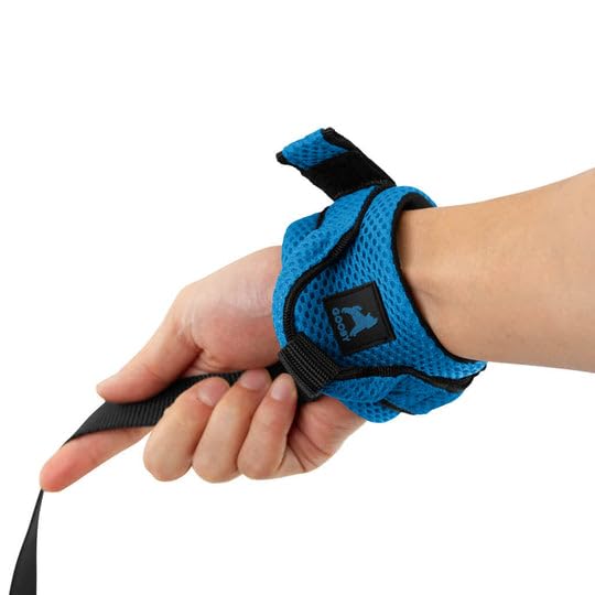Image of Gooby Soft Mesh Wristband Surfer Leash, Solid Blue, 6 FT | Hands-free wristband; Breathable padded mesh; 6 ft; Adjustable hook-and-loop fastener; Match your harness