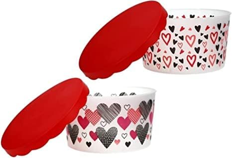 Miniatura 1 de CGT - Recipientes de plástico para el día de San Valentín con tapas, corazones, canastas para fiestas, cocina, dulces, aperitivos, organización de