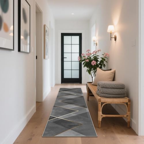 Alfombra de Pasillo Larga Alfombra Cocina Lavable Antideslizante Alfombra Salon Absorbente Estrecha Entrada Alfombra para Pasillo, Dormitorio, Cocina, Lavandería 60 x 260 cm