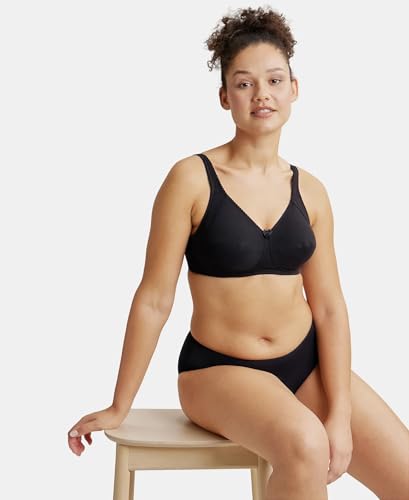 Image of Jockey ES13 Women Wirefree Non Padded Super Combed Cotton Elastane Stretch Full Coverage Plus Size Bra with Side Panel Support