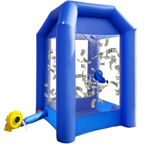 GR8FUN Inflatable Cash Cube Booth with 2 Blowers Inflatable Money Grab Machine for Commercial Advertising & Event Promotion Fast Inflation (Blue 5.2x5.2x8.5FT)