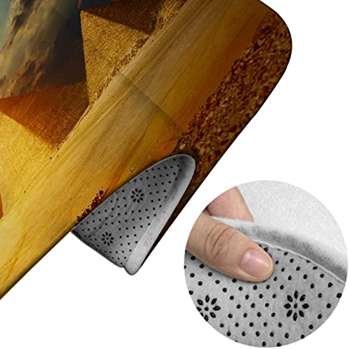 Badezimmerteppich-Set, 3-teilig, ägyptische Pyramiden bei Sonnenuntergang, waschbare Badeteppiche, rutschfest, mit Rückenpolster, Konturteppich und Toilettendeckelbezug – Bild 5