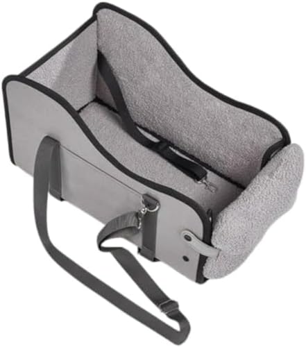 SIzlaho 犬用カーシート、犬用車、カーシート、折りたたみ式ベローズ、カーテン引き出し、滑り止め、防水、滑り止め犬猫用旅行用収納バッグ、猫用犬用車、小型犬用公園 (レザーグレー)