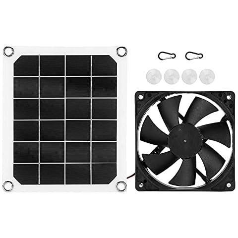 Longzhou 6V 10W Outdoor Solar Power Panel Exhaust Fan USB Charging Greenhouse Chicken House Shed Barn Garden Cover