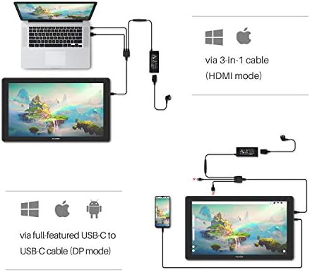 2020 HUION KAMVAS 22 Plus Graphics Drawing Tablet with Full-laminated QD Screen 140% s RGB Android Support Ideal for Homeworking & Distance Learning Adjustable Stand - 21.5inch