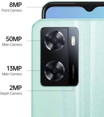 OPPO A57 Smartphone, MediaTek MT6765, 6.56 HD+ 60Hz Display, 50MP+13MP dual rear camera, 8MP front camera, RAM 4GB + ROM 64GB with RAM expansion, 5000mAh 33W Supervooc, IPX4, Glowing Green