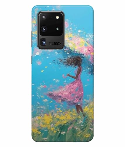 Image of Printed Hard Back Case Cover & Compatible for Samsung Galaxy S20 Ultra | Painting Girl with Umbrella (Multicolor) - D1194