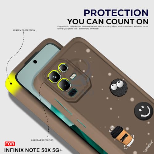 Image of AESTMO Back Case Cover for Infinix Note 50X 5G+ Cover | Cute Fun Cartoon 3D Ball | Coffee Silicone Case | Full Body Protection | Camera Protection Back Cover for Infinix Note 50X 5G+ (Brown)