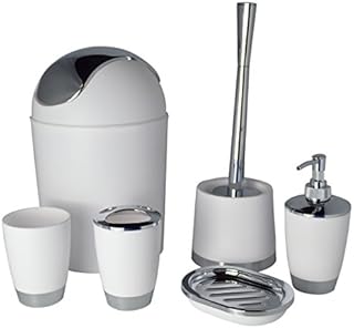 Bathlux Modern Design 6 Piece Bathroom Accessory Set, Toilet Brush, Waste Bin, Soap Dish, Tooth Brush Holder Soap Dispenser, Rinse Cup (Purple)