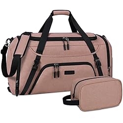 Dakuly Bolsa Deporte Hombre Mujer Bolsa de Viaje con Compartimento para Zapatos 40L Grande Impermeable Bolsa Fin de Semana para Gimnasio Natacion Rosa