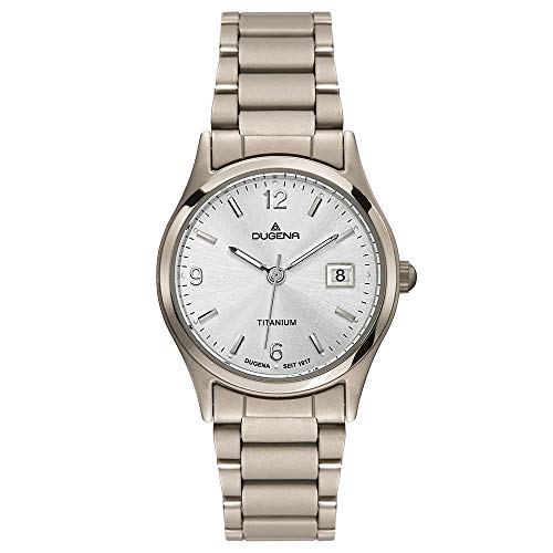 Preisvergleich Produktbild DUGENA Damen-Armbanduhr 4460332 Semper, Quarz, silbernes Zifferblatt, Titangehäuse, Mineralglas, Titanarmband, Drückerfaltschließe, 5 bar