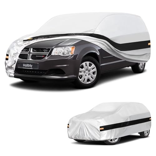 Image of 10 Layers Minivan Car Cover Custom Fit for Dodge Grand Caravan,Volkswagen VW Routan, Waterproof All Weather for Minivan, Outdoor Full Cover Sun Dust Rain Protection. Silver