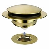 Gold Brushed Tub Drain Stopper,Universal Pop Up Bath Drain Plug Bathtub Drain Stopper,Hidrop Conversion Kit Assembly,Replaces Lift and Turn,Tip-Toe Plug Stopper for Tub,EZ Install(Gold Brushed)
