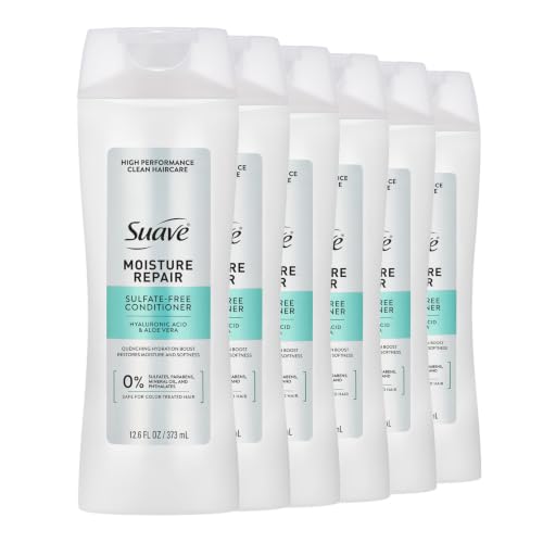 suave+ Moisture Repair Conditioner, Hyaluronic & Aloe, 12.6 fl oz, 6-Pack