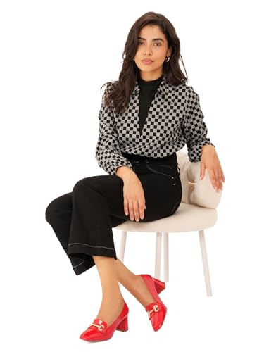 Image of Womens Mid Block Chunky Heeled Loafers Closed Square Toe Patent Leather Comfortable Slip On Pumps Metal Chain Basic Classic Casual Work Office Dress Shoes 2.8 Inches Heels