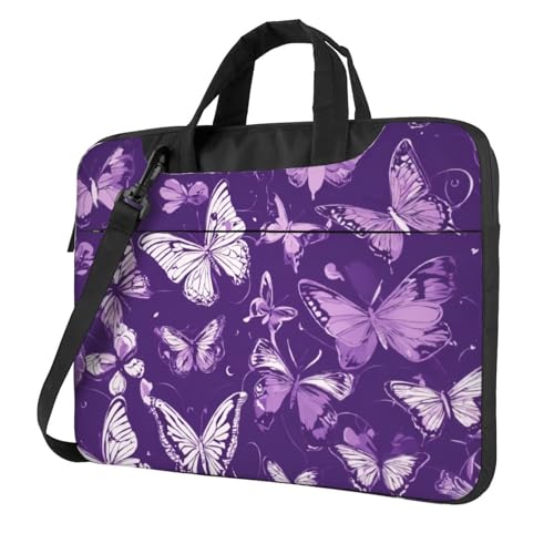 Maletín portátil con asas de mariposas moradas para una protección elegante