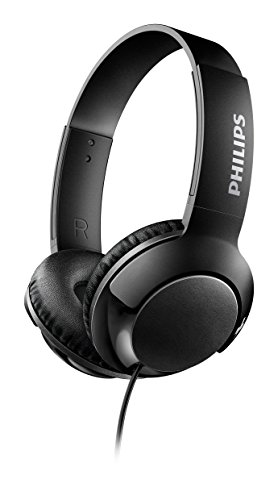 Philips BASS+ SHL3070BK - Auriculares con cable (bajos potentes, plegables, ligeros y elegantes) negro