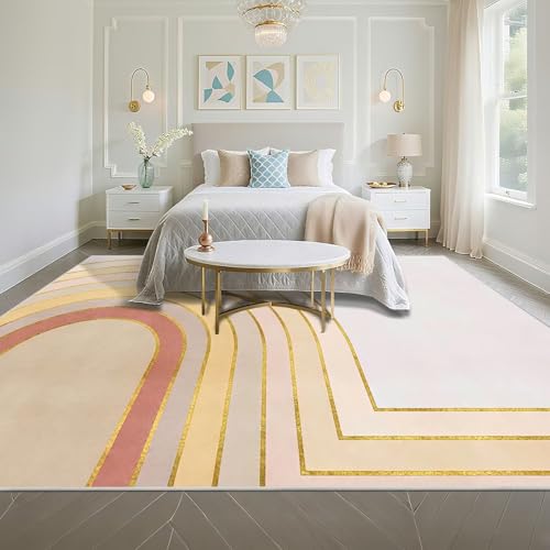 Tapis de sol cuisine facile à nettoyer 160x200cm au motif géométrique jaune