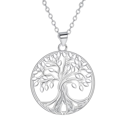 Hifeeled Collar Árbol de la vida Mujer Plata de ley 925, Regalos Originales Para Mujeres Hermana Amigo Madre Ajustable |45cm+5|