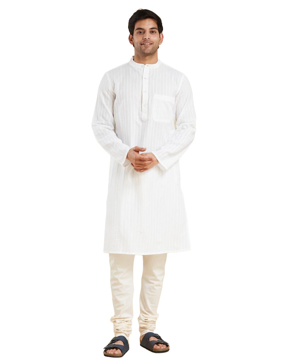 fabindia Men's Stripe Dobby Cotton Kurta-picture-28