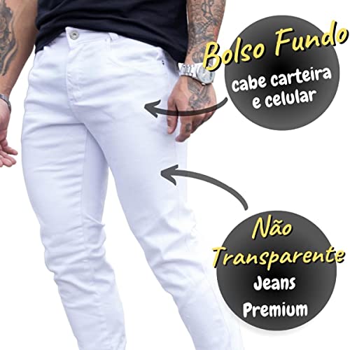 Calça Jeans Masculina Branca Não Transparente (as2, numeric, numeric_46, numeric_47, regular, regula