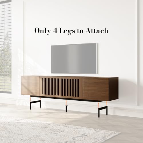 POVISON-Modern-Solid-Wood-TV-Stand-Entertainment-Center-for-70-75-Inch-TV-Slatted-Media-Console-TV-Cabinet-with-Tall-cast-Metal-Legs-Walnut-Veneer-Fully-Assembled-78 POVISON Modern Solid Wood TV Stand Entertainment Center for 70 75 Inch TV Slatted Media Console TV Cabinet with Tall cast Metal Legs Walnut Veneer Fully Assembled 78