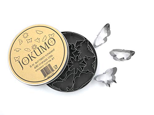 JOKUMO 11-teiliges Schmetterlingseis-/Fondant-Fräserset - Dose Aufbewahrungsbox für Fondant, Kuchen und Muffin-Dekoration Cover