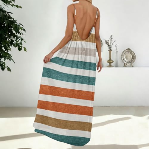 Image of HTHLVMD Backless Cami Dress Summer Dresses for Women 2026 Spaghetti Strap Dresses Womens Solid Color Backless Cami Dress