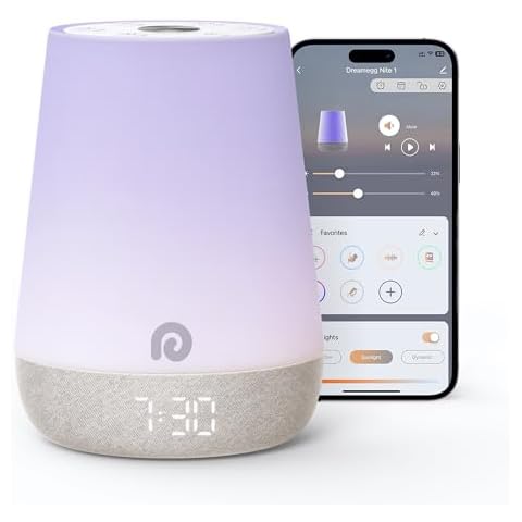 Dreamegg Nite 1 - Baby Sound Machine, Sleep Trainer, Night Light for Kids, Ok to Wake Alarm Clock, 34 Soothing Sounds, App Control, White Noise Sound Machine for Baby Kids Toddler Nursery Bedroom Cover