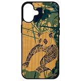 Cover per iPhone 16+ Plus in Legno Silicone Panda Portatile Personalizzato Blu Unico Tribale 128GB Animale Orso Nero Lusso Etnico Apple