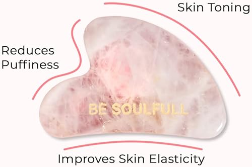 Miniatura 2 de BE SOULFULL Gua Sha, piedra natural de masaje facial para piel firme y brillante, para hombres y mujeres, 1 unidad (cuarzo rosa)