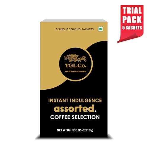 Image of TGL Co. 5 in 1 Assorted Instant Coffee Selection (5 Sachets - Trial Pack) | Contains 3 Classic & 2 Flavors (Caramel, Hazelnut) | Travel Friendly Pack