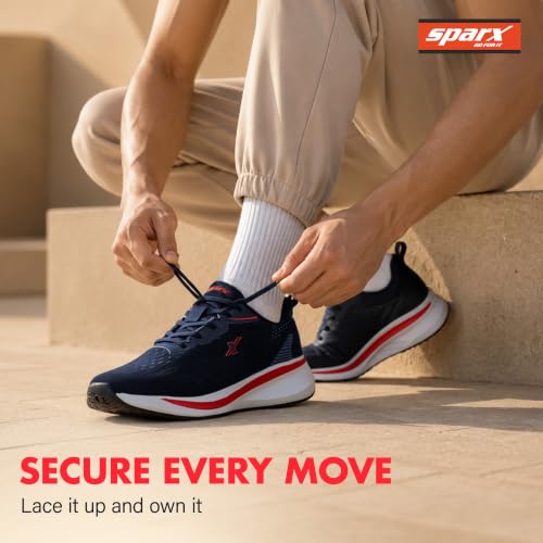Image of SPARX Sports Running Shoes for Men - Lightweight Breathable Lace-Up Athletic Shoes with Cushioned Comfort, Shock Absorption, Durable Grip, Flexible Sole & Everyday Walking Performance