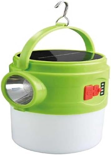 Solar Emergency Charging Lamp with LED Flashlight, Rechargeable, Portable, Solar Powered, 9x8x12 cm, 136 g, for Camping and Power Outages (Green)
